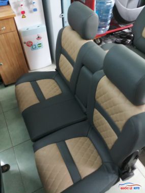 Bọc ghế da xe ISUZU hilander 2007 bọc áo ghế giả da phối kem xám